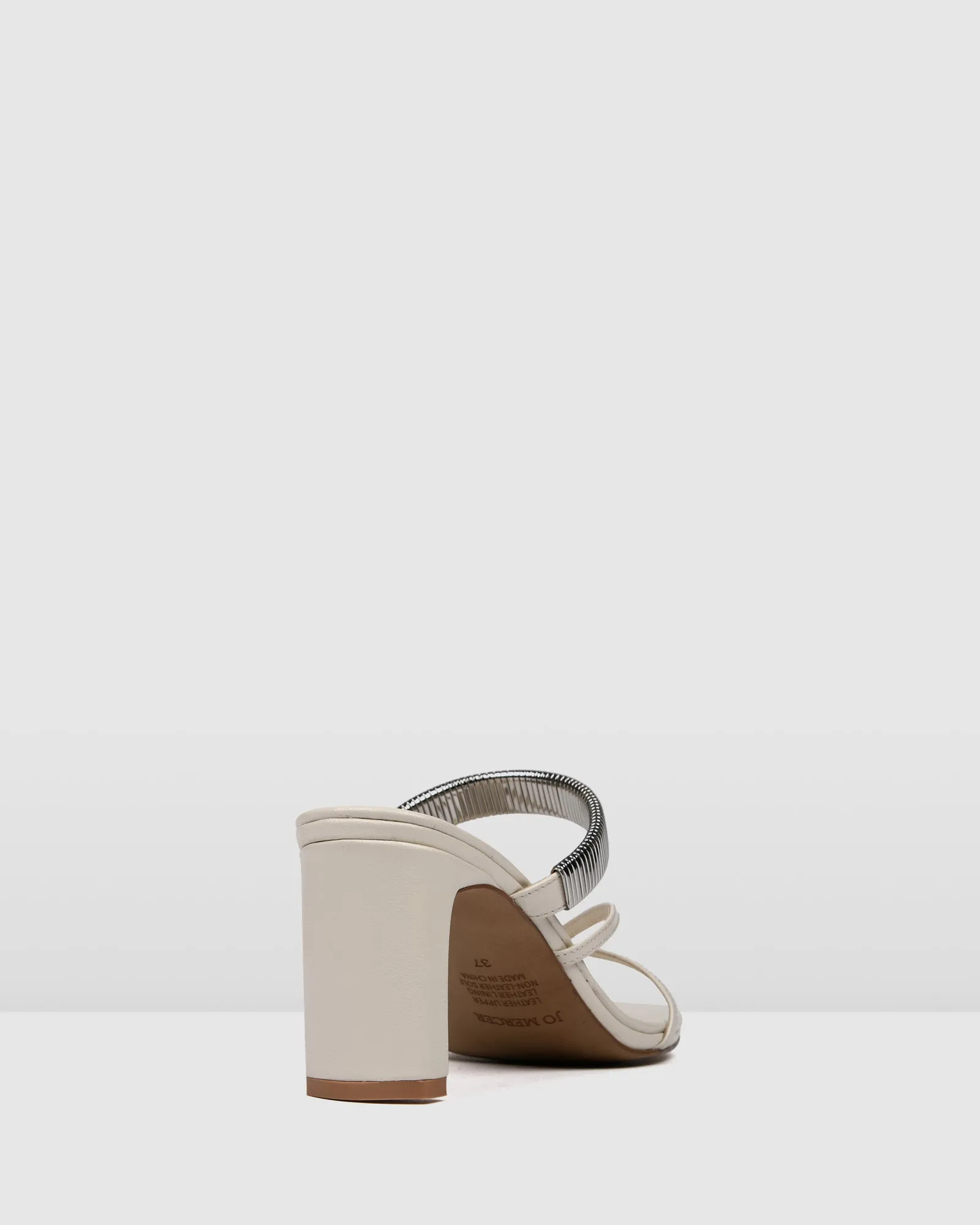 ADRIANA MID HEEL SANDALS OFF WHITE LEATHER
