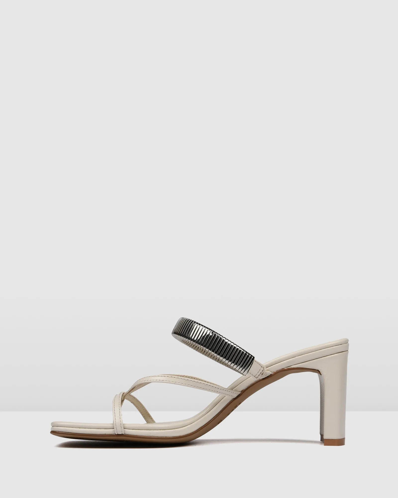 ADRIANA MID HEEL SANDALS OFF WHITE LEATHER