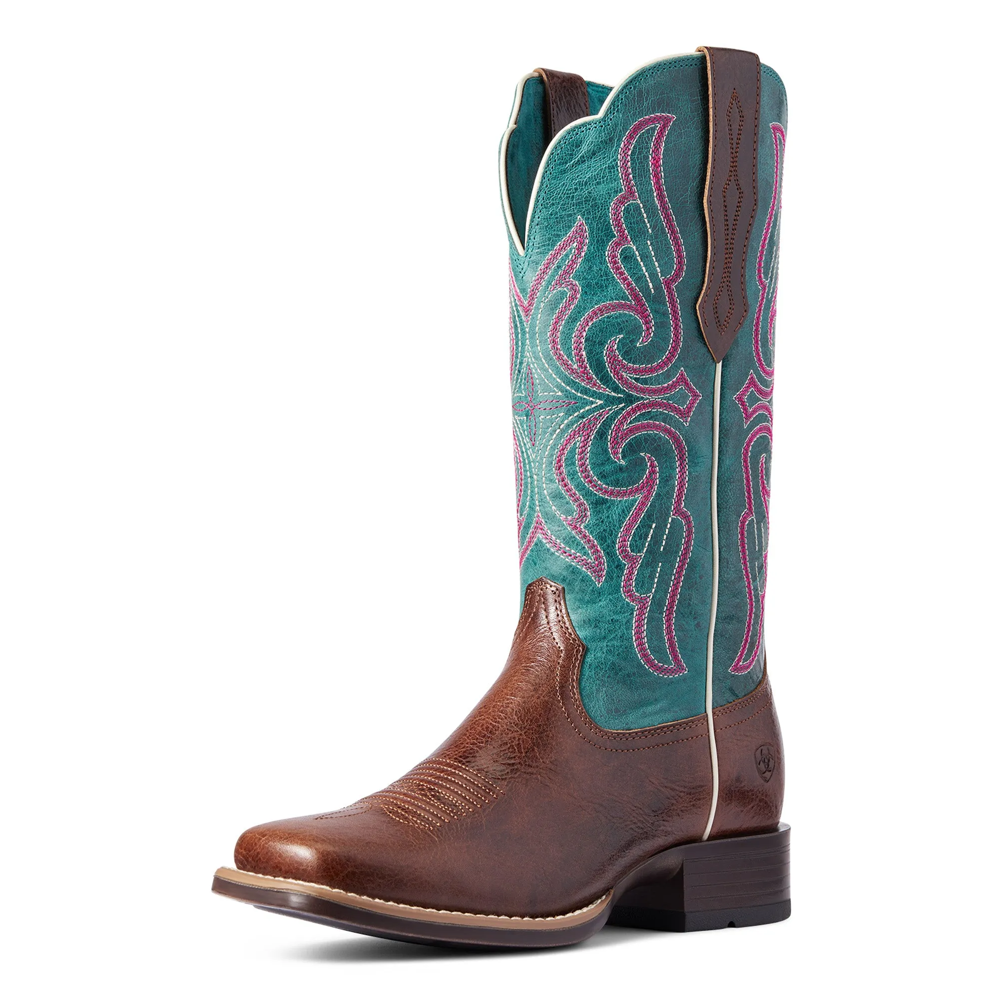 Ariat Ladies Primera Barrel Brown & Teal Stretchfit Boots 10038303