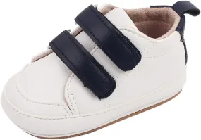 Baby High Ankle Hook & Loop Sneakers Anti-Slip Sole PU Leather Infant Newborn First Walking Crib Canvas Shoes