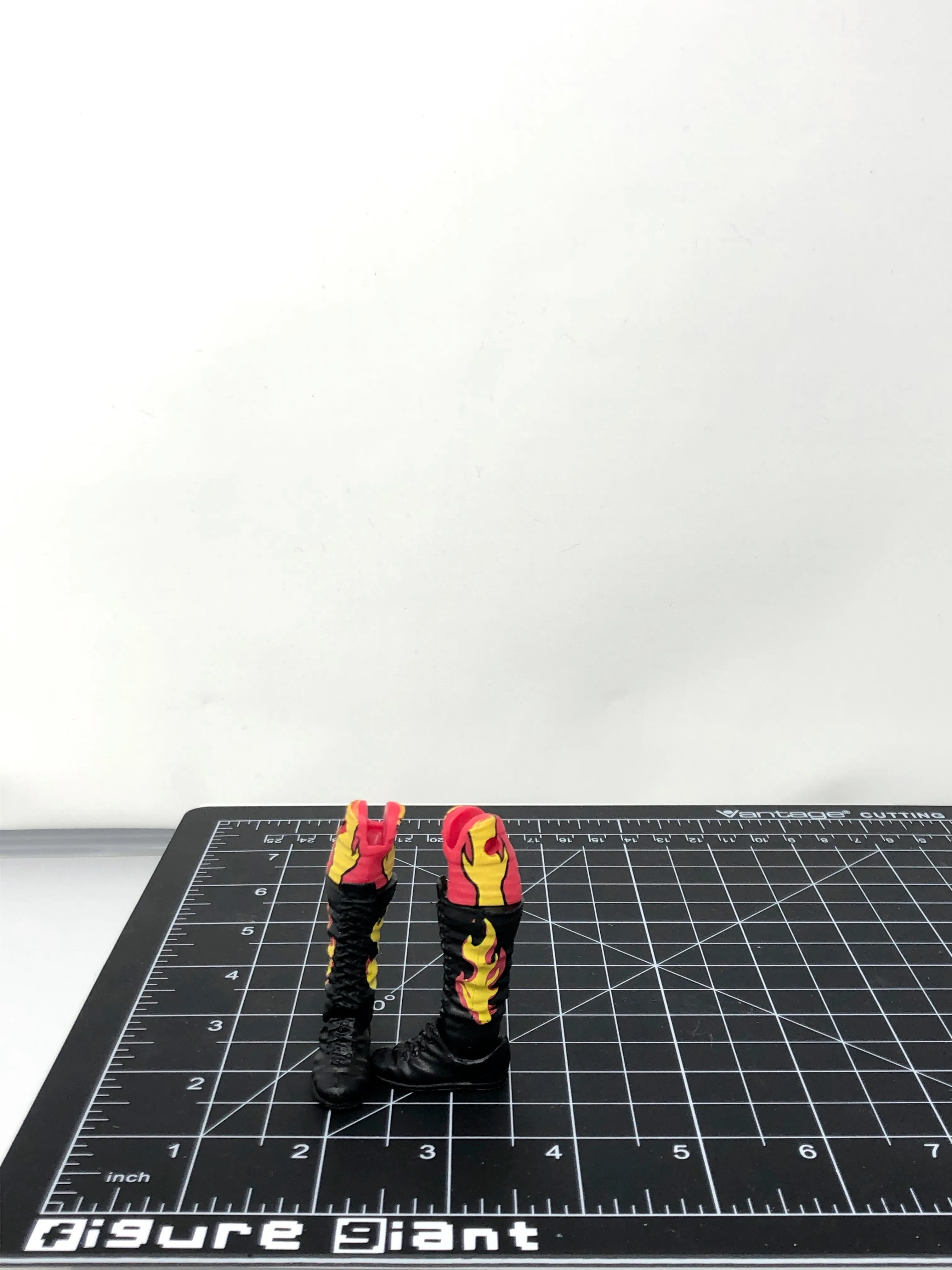 Black laced boots with flames on side