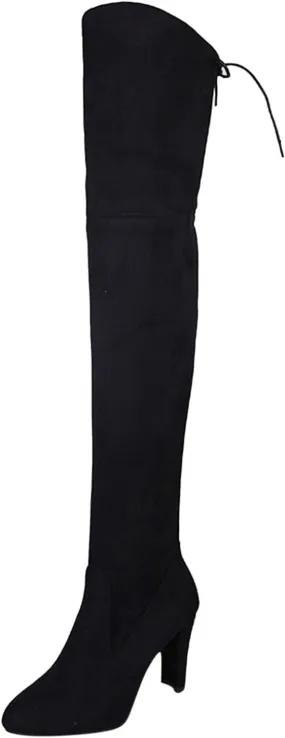 Boots For Women High Chunky Heeled Over Knee Boots Zipper Pointed Suede Thigh High Boots Long Bootie