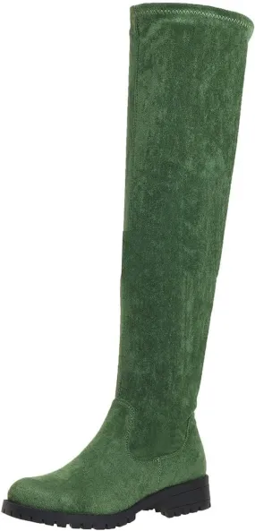Boots for Women Warm Wide Calf Riding Boots Over the Knee Boots Thigh High Suede Block Heel Winter Riding Boots