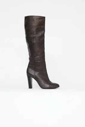Bronze Leather Mid Calf Boots