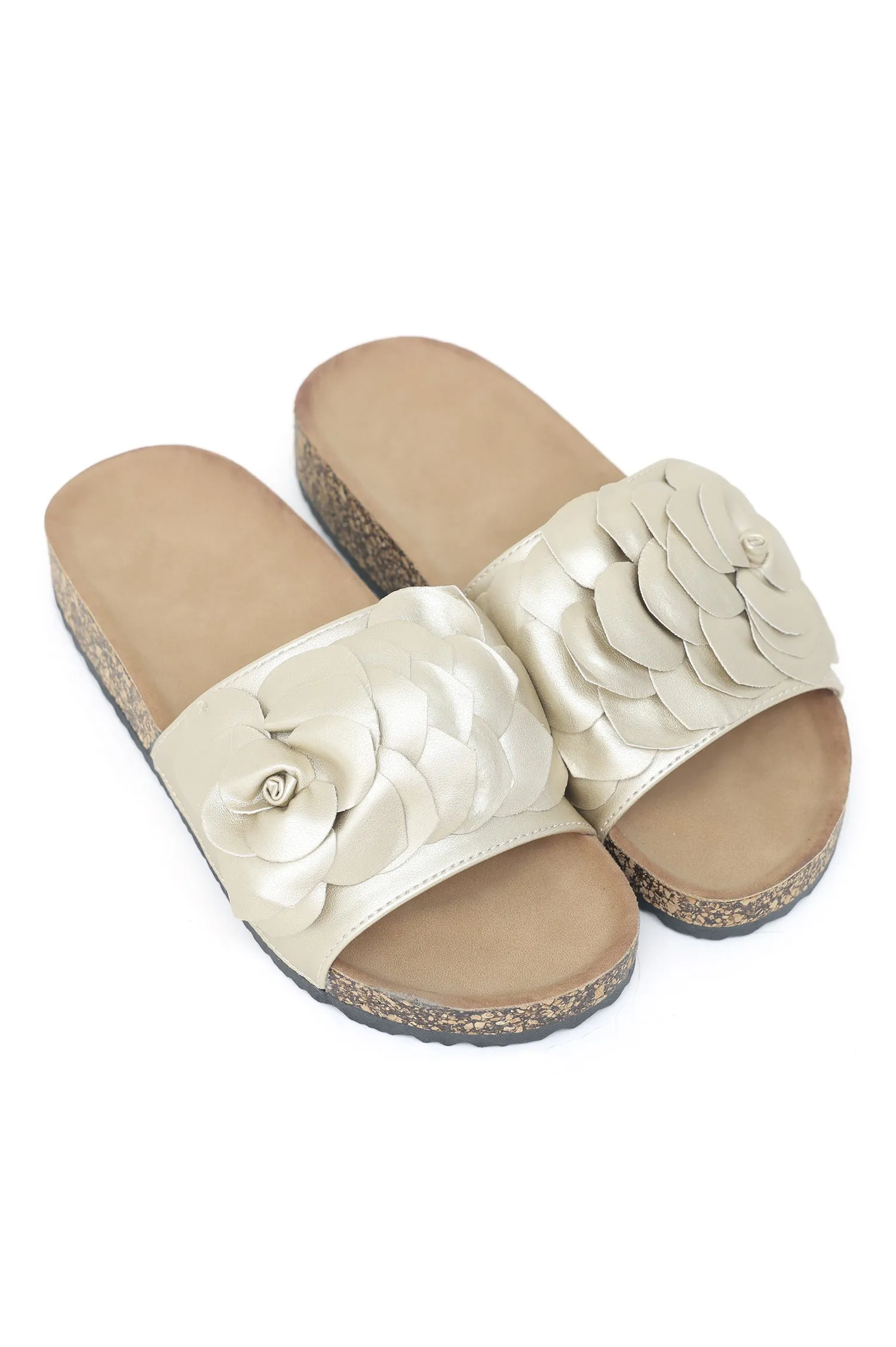 CHARMING FLORAL FLATS-GOLD