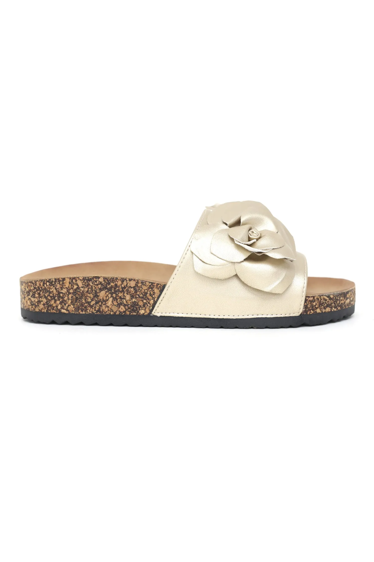CHARMING FLORAL FLATS-GOLD