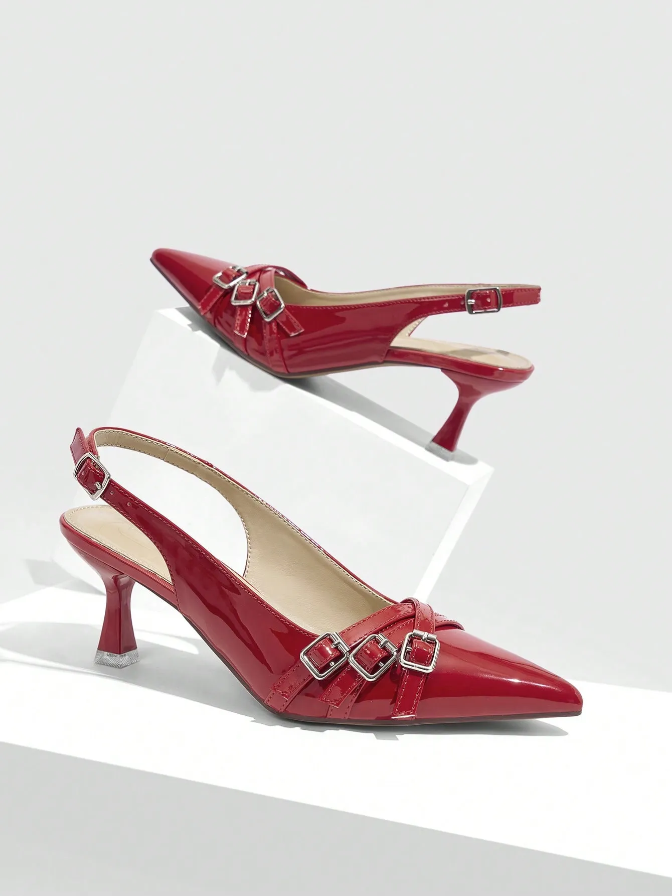 CUCCOO BIZCHIC Women's Fashionable Chunky Heel Shoes With Buckle Design, Graduation Heel, Prom Heels For Summer