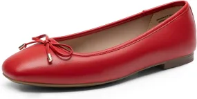 DREAM PAIRS Women's Flats Square Toe Ballet Flats Comfortable Casual Ballerina Flat Dress Shoes with Bow Suitable for Dressy Business Casual Work Office