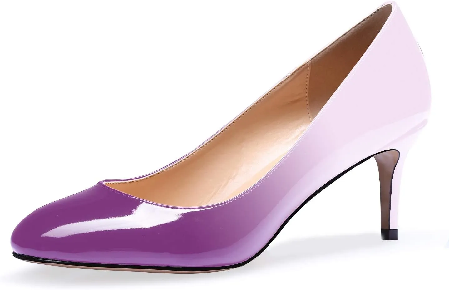 Eldof Women Kitten Heel Pumps - Round Toe 6.5cm Mid-Heel Court Shoes for Wedding, Party, Office