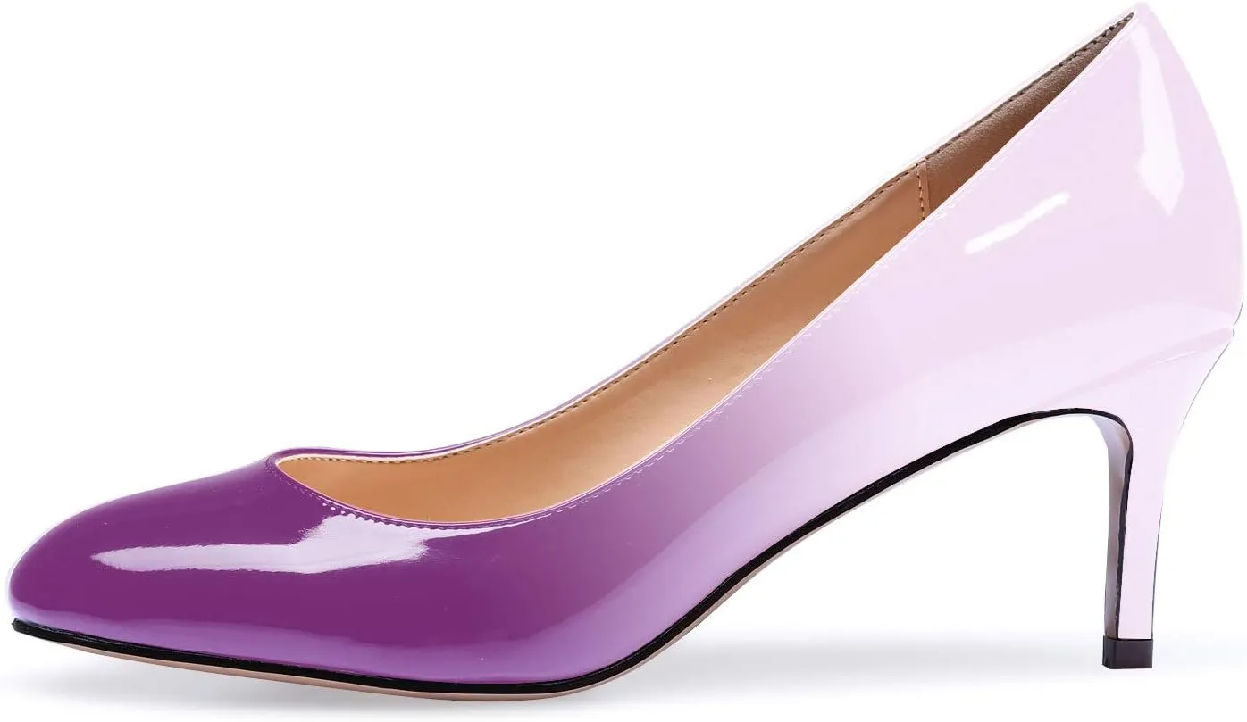Eldof Women Kitten Heel Pumps - Round Toe 6.5cm Mid-Heel Court Shoes for Wedding, Party, Office