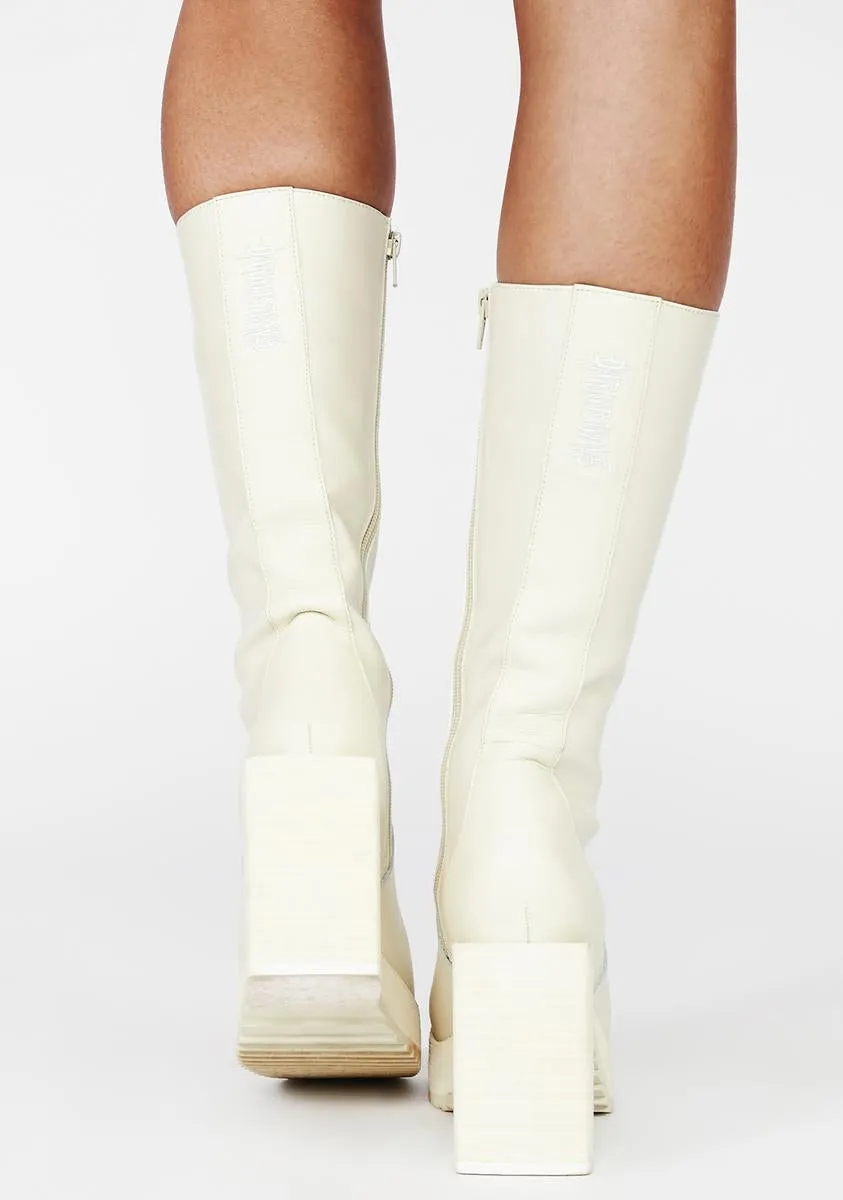 Filter Leather Squared Toe Platform Boots
