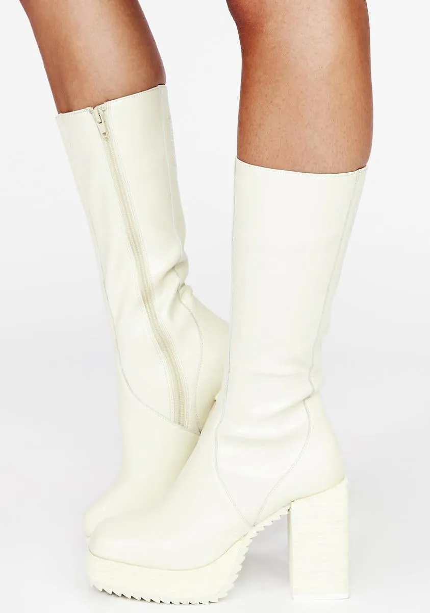 Filter Leather Squared Toe Platform Boots