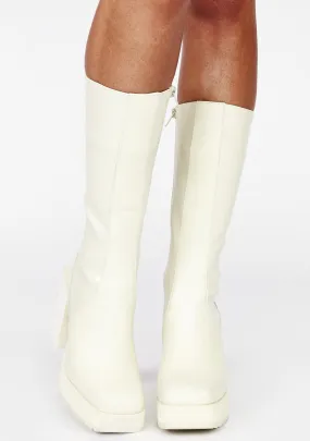 Filter Leather Squared Toe Platform Boots