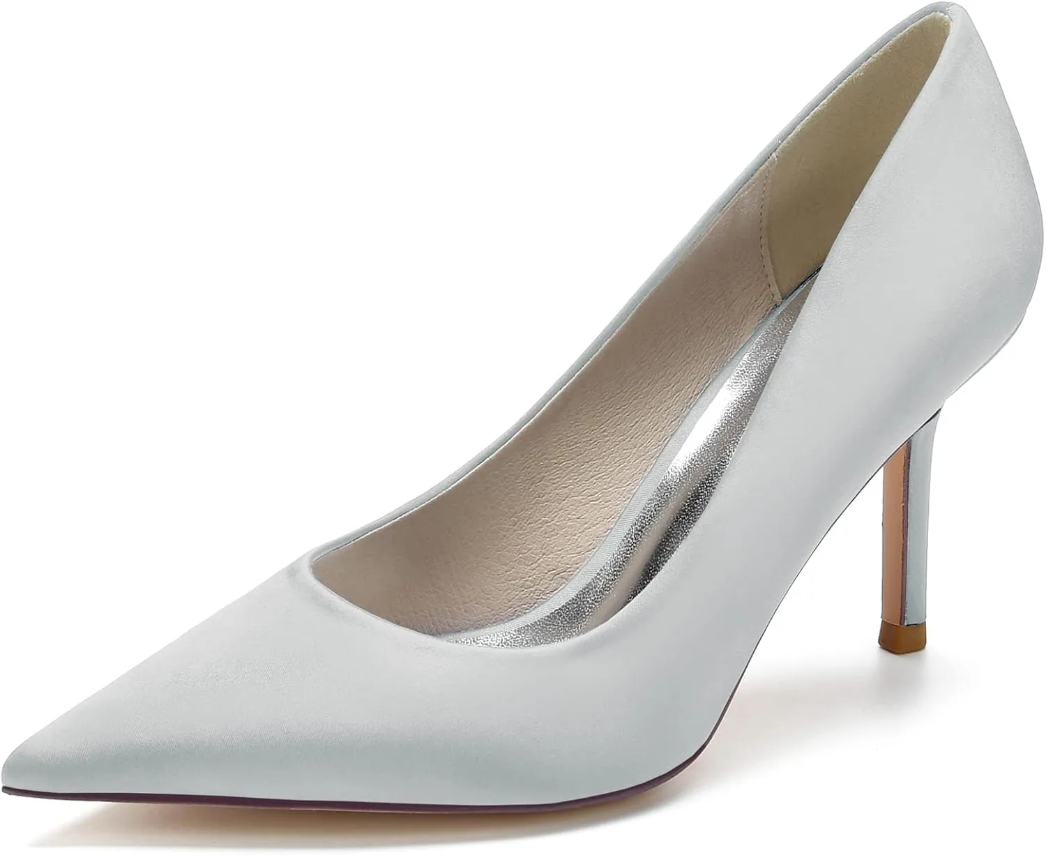 FufoneUS Wedding Bridal Shoes Women's Stiletto High Heel Dress Pumps Pointed Toe Evening Party Shoes,Silver,7