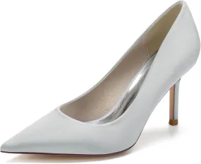 FufoneUS Wedding Bridal Shoes Women's Stiletto High Heel Dress Pumps Pointed Toe Evening Party Shoes,Silver,7
