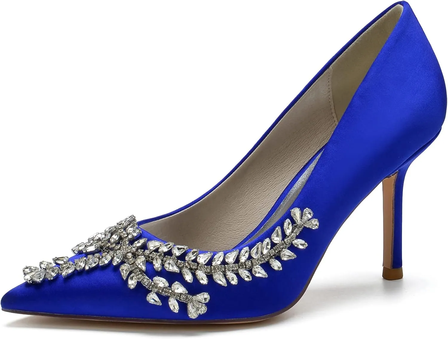 FufoneUS Womens Pointed Toe High Heels Dress Pumps for Evening Stiletto Heels Bridal Wedding Shoes,Royal Blue,9