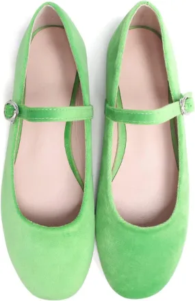 JiangWei Shu Round Toe Flats Dress Mary Jane Shoes Ankle Strap Ballet Flats Comfortable Casual Flats