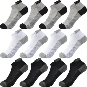 Kids Ankle Socks Boys Cushioned Athletic Crew Socks Girls Cotton Quarter Socks Sports Children Youth Women 12 Pairs