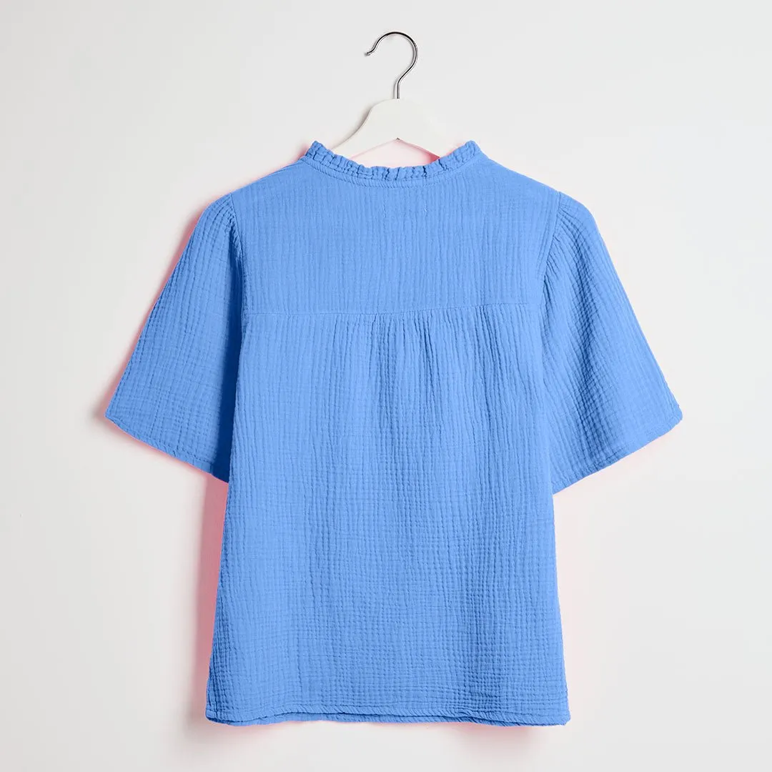 Ladies Double Cloth V-Neck Blouse