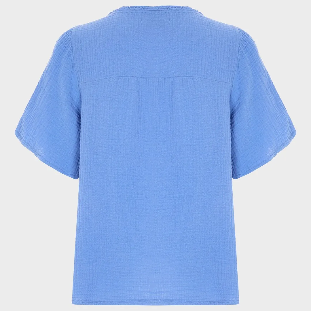 Ladies Double Cloth V-Neck Blouse