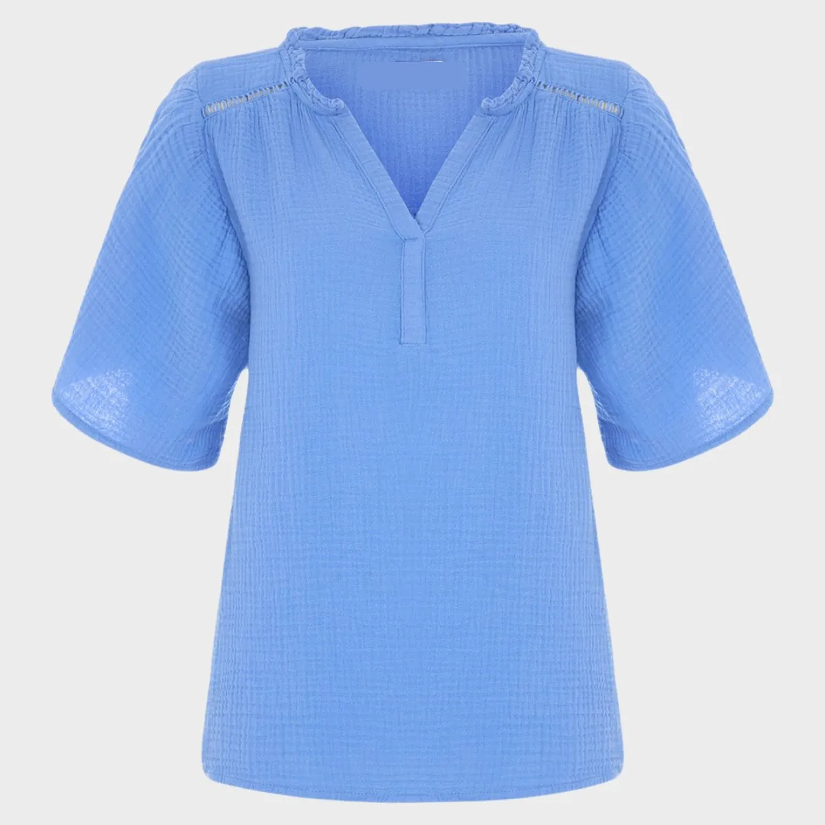 Ladies Double Cloth V-Neck Blouse