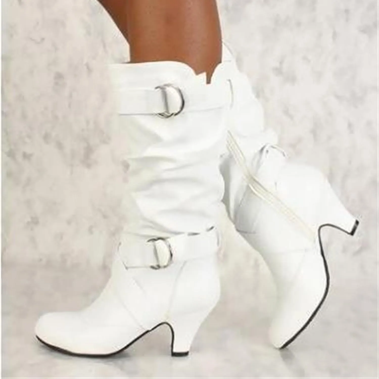 Ladmiple Cowgirl Boots Women Wide Calf Knee High Cowboy Boots Mid Heel Retro Fashion Tall Boot Pull On for Ladies