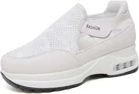 Ladmiple Shoes For Women Sneakers Trendy Walking Shoes Slip on Lady Fashion Gym Non Slip Platform Tennis Running Shoes