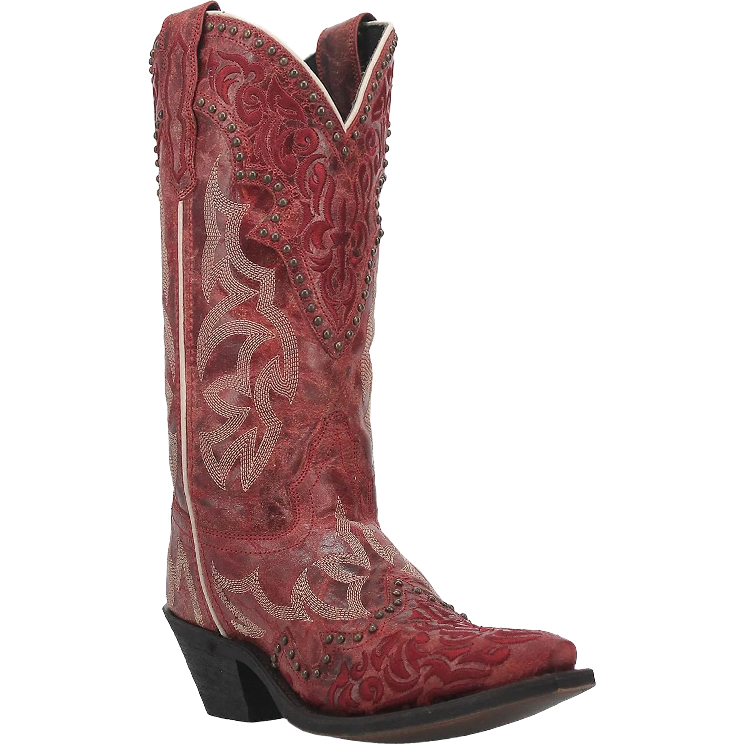 Laredo Ladies Braylynn Snip Toe Studded Red Western Boots 52411