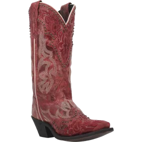 Laredo Ladies Braylynn Snip Toe Studded Red Western Boots 52411