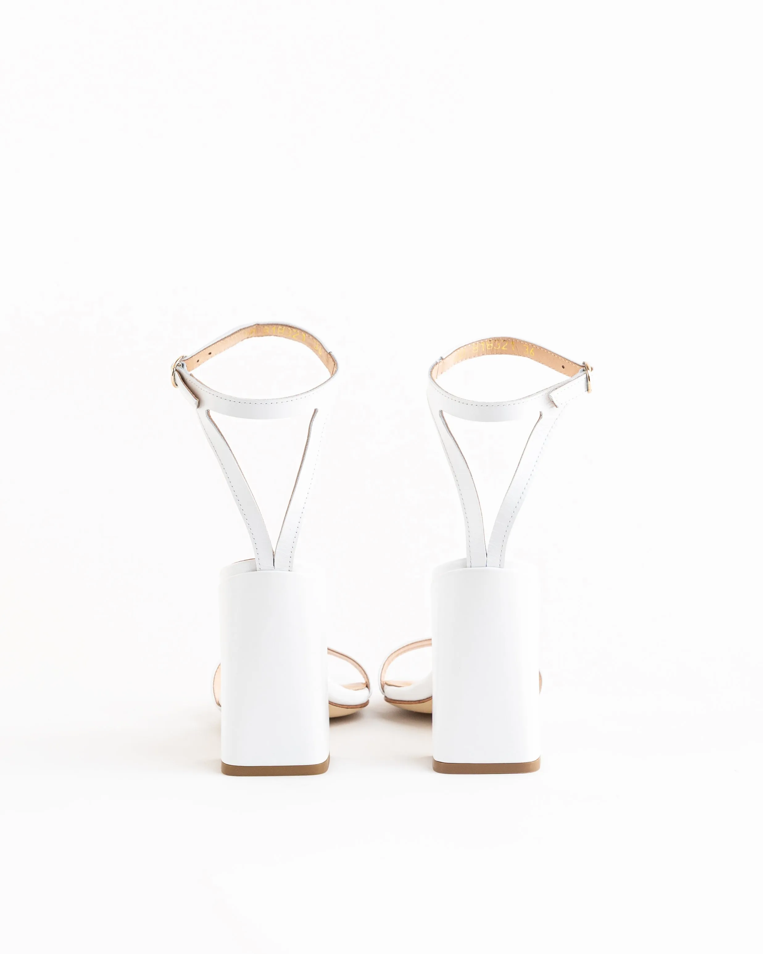 Leather Open Toe High Block Heel Ankle Strap Sandals