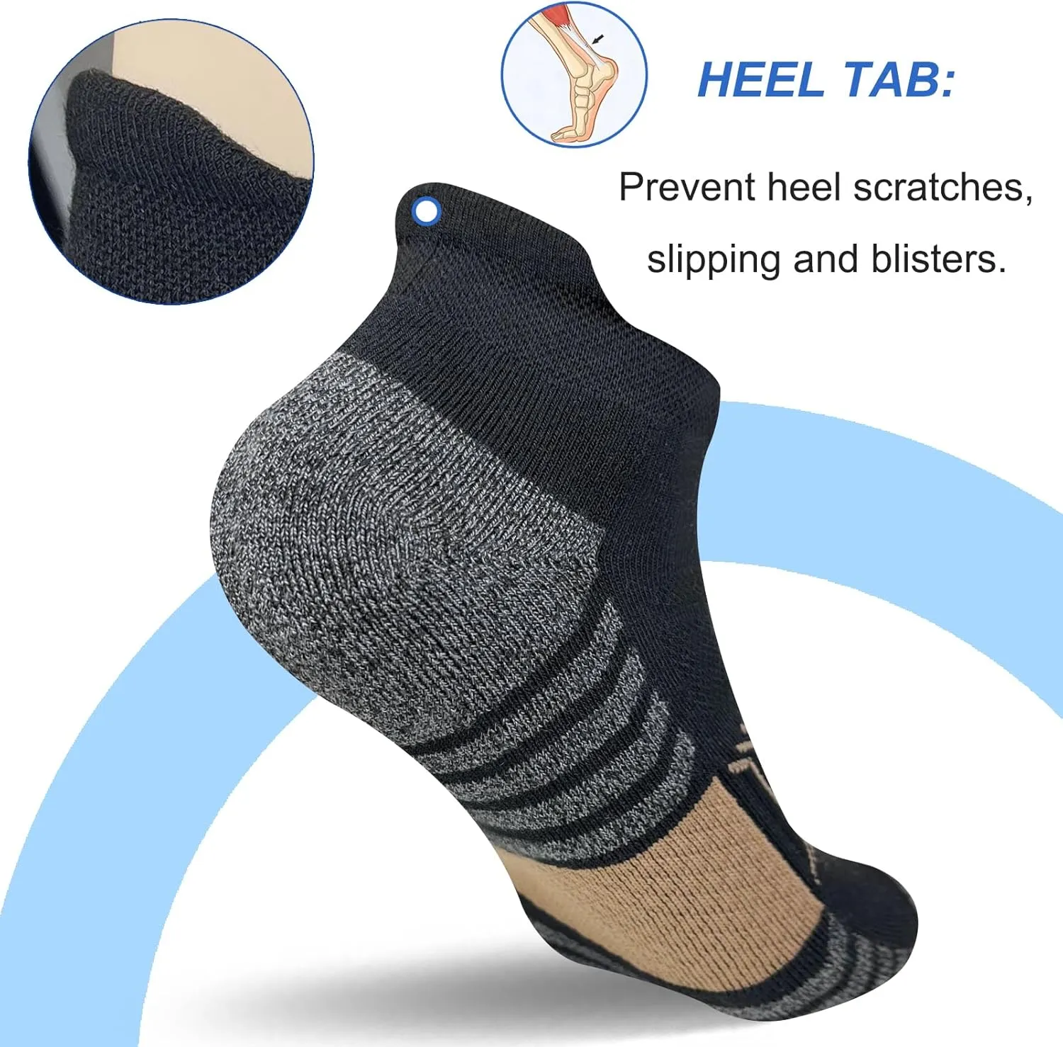 Men's Ankle Athletic Running Socks Thick Cushioned Low Cut Sport Socks for Men 5 Pairs