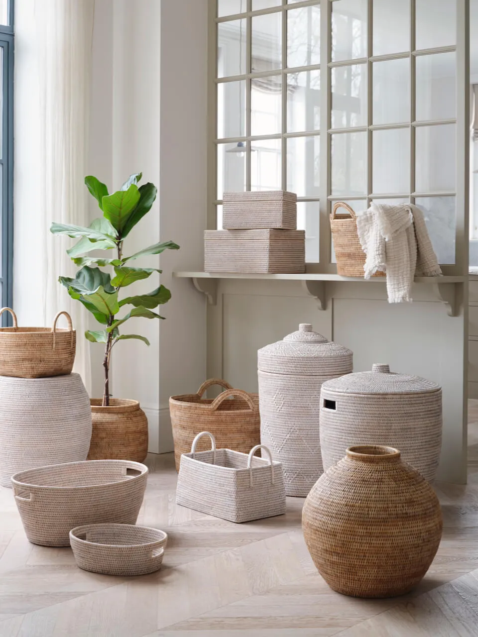 Natural Rattan Bucket Basket