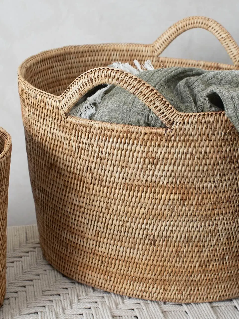 Natural Rattan Bucket Basket