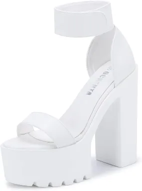 OCHENTA Womens Fashion Platform Sandals Chunky Heels Lug Sole Block High Heel Comfortable Sexy Heels
