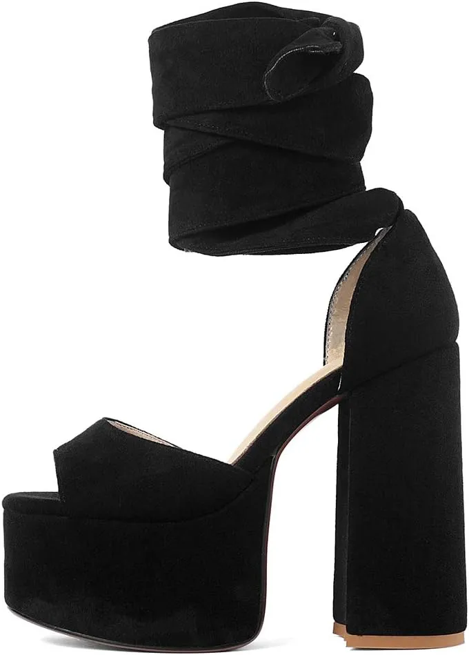 Roimaash Fashion Platform Sandals Block High Heels