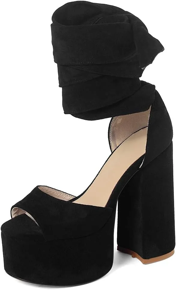 Roimaash Fashion Platform Sandals Block High Heels