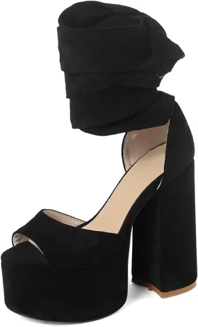 Roimaash Fashion Platform Sandals Block High Heels