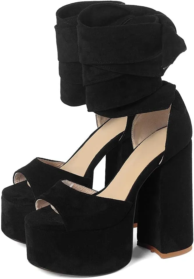 Roimaash Fashion Platform Sandals Block High Heels