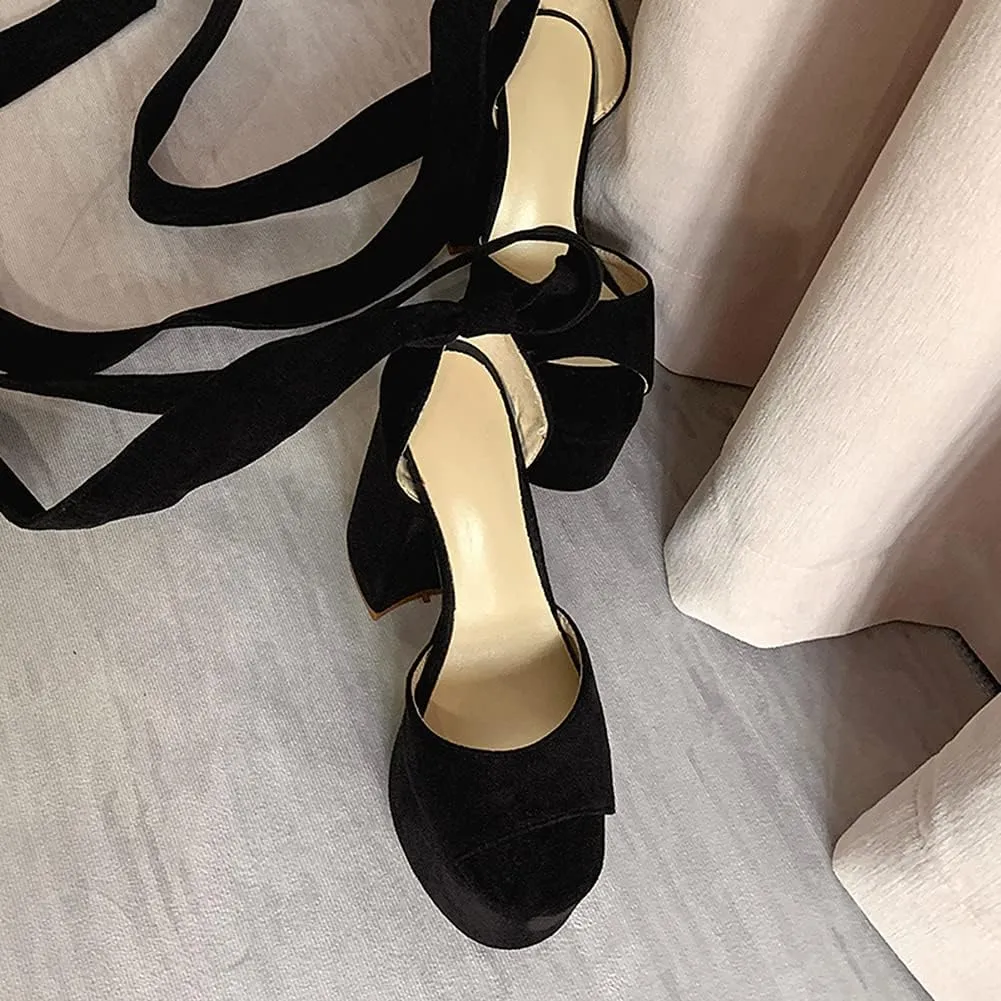 Roimaash Fashion Platform Sandals Block High Heels