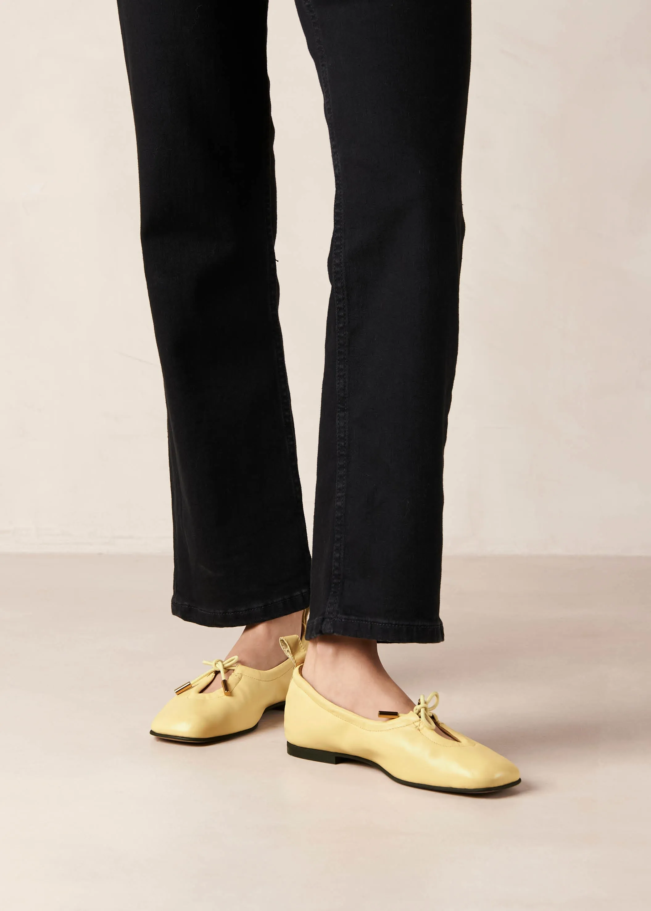 Rosalind Yellow Leather Ballet Flats