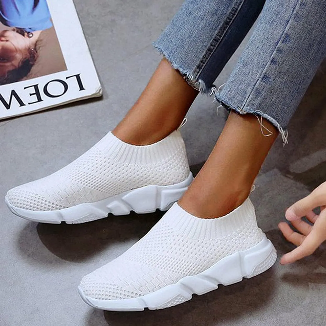 SBGMoSJ Womens Shoes 7.5 Wide Width Sneakers Black Fashion Sneakers for Women 2023 Orange and White Gym Shoes for Women Womens Fashion Sneakers 2023 Slip On Shoes for Women Wide Width