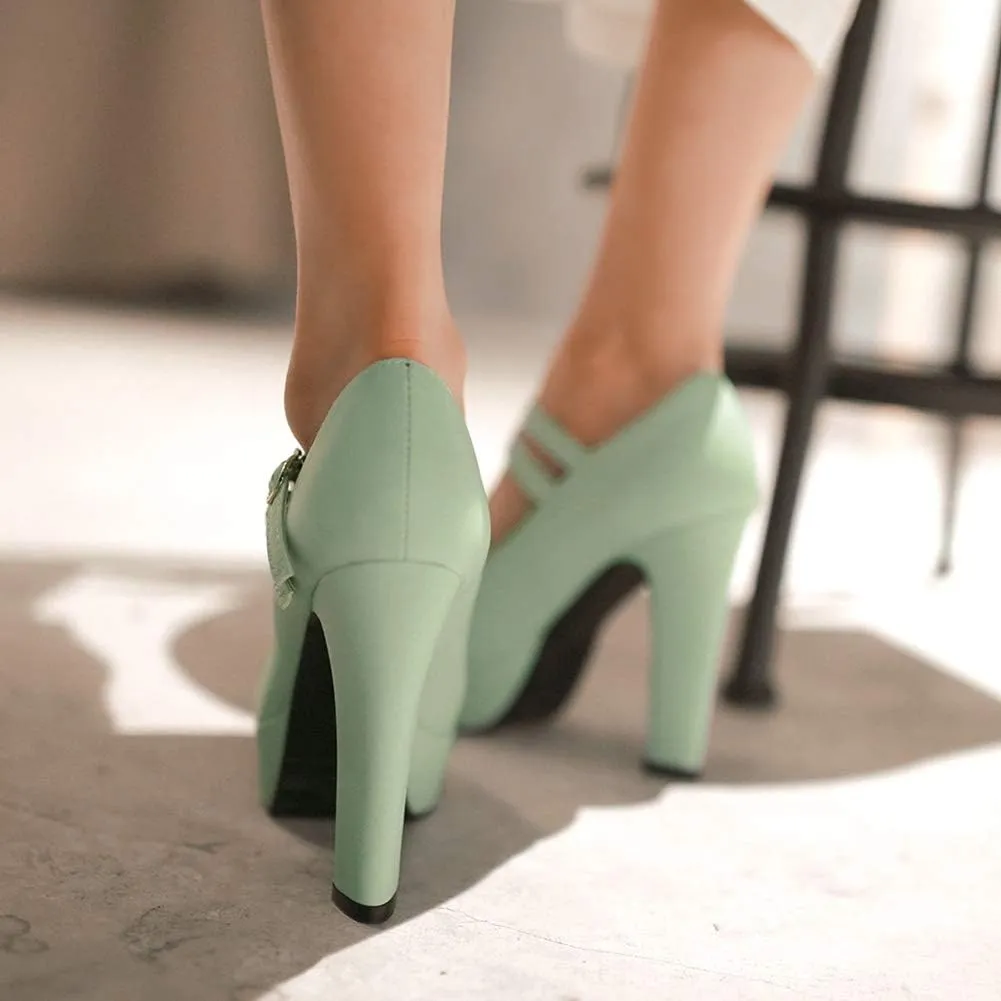 Scaoruki Fashion Platform Pumps Block High Heels