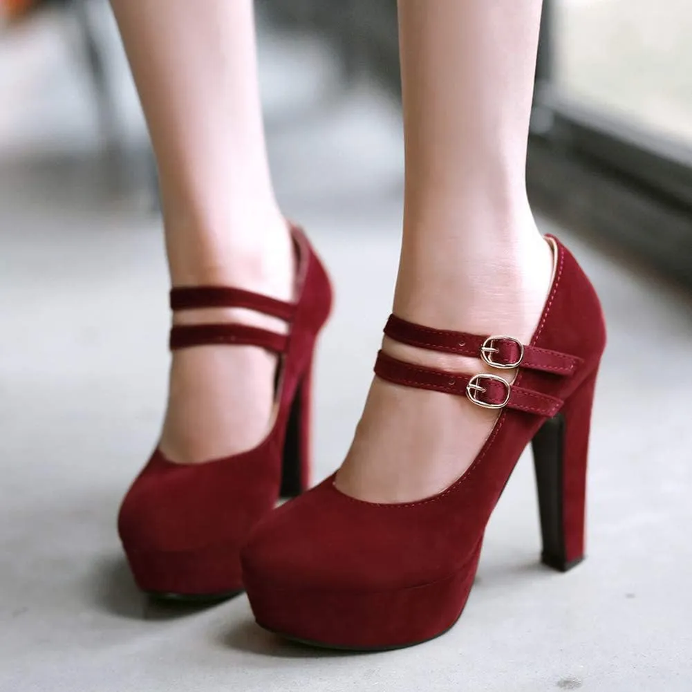 Scaoruki Fashion Platform Pumps Block High Heels