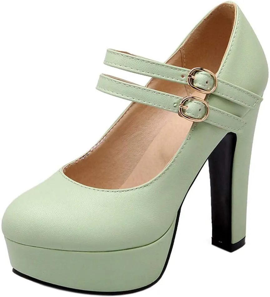 Scaoruki Fashion Platform Pumps Block High Heels