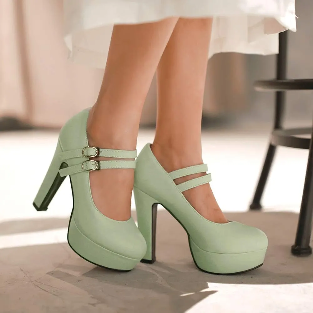 Scaoruki Fashion Platform Pumps Block High Heels