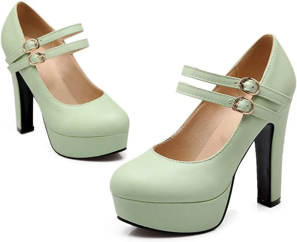 Scaoruki Fashion Platform Pumps Block High Heels