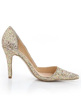 Sequin Patent Leather Closed Toe Stiletto High Heels OS102