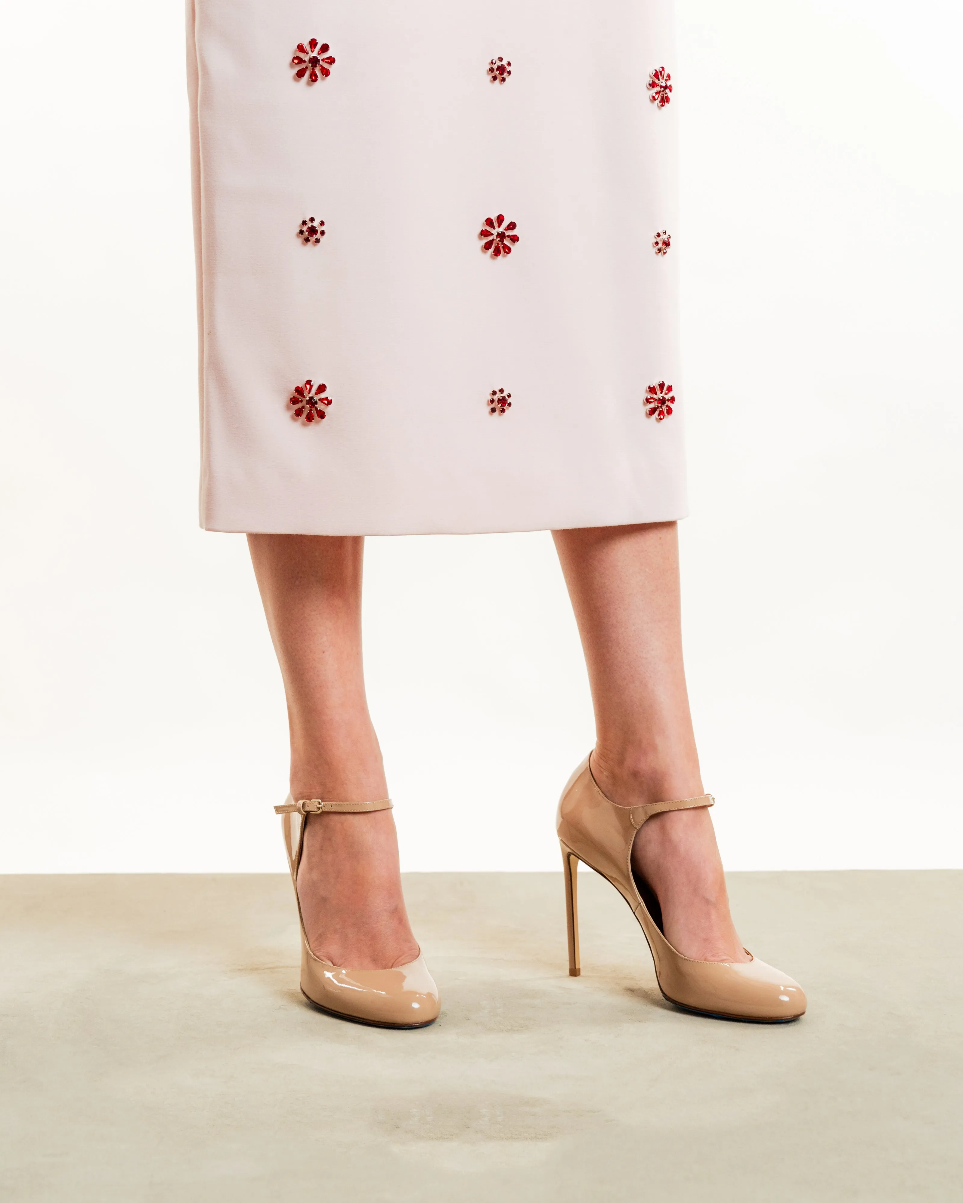 Side-Buckle Mary Jane Pumps Nude