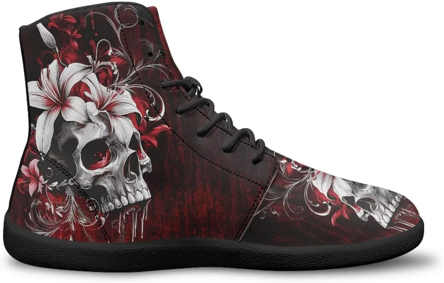 Skull High Top Basketball Barefoot Shoes for Men Women Casual Walking Work Shoes Running Sneakers