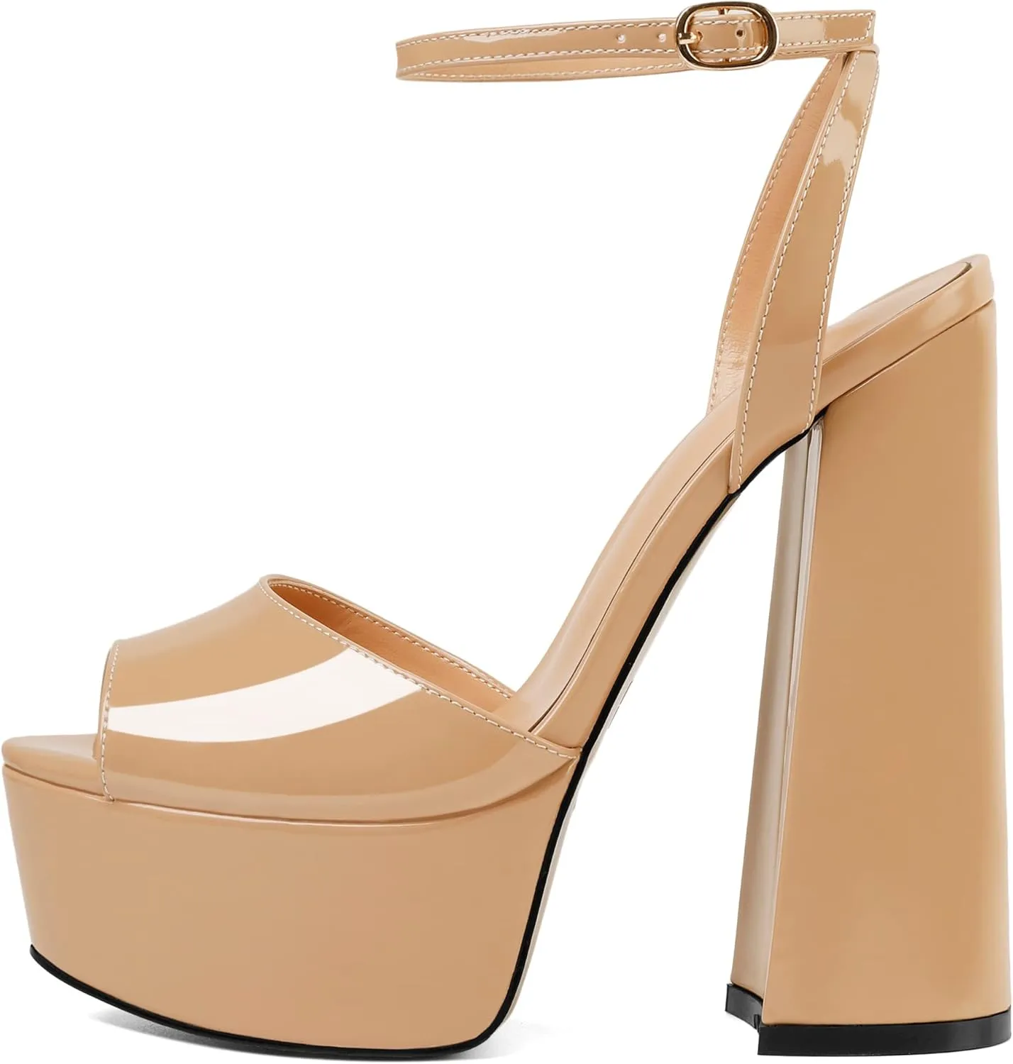 Soireelady Women Platform Sandals Chunky Block High Heels Peep Toe Heeled Sandals Slingback Sky High Heels Sexy Ankle Strap Summer Shoes for Party Evening Cocktail